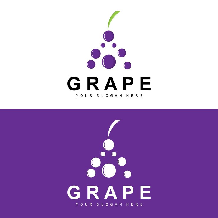 Vector uva fruta logo círculo estilo fruta diseño uva granja vector vino bebida naturaleza icono ilustración plantilla