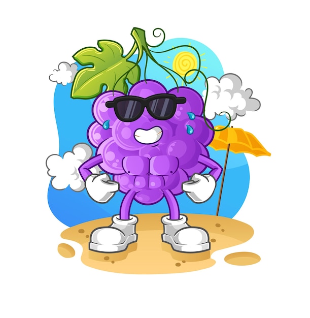 La uva tomando el sol en verano. vector de personaje