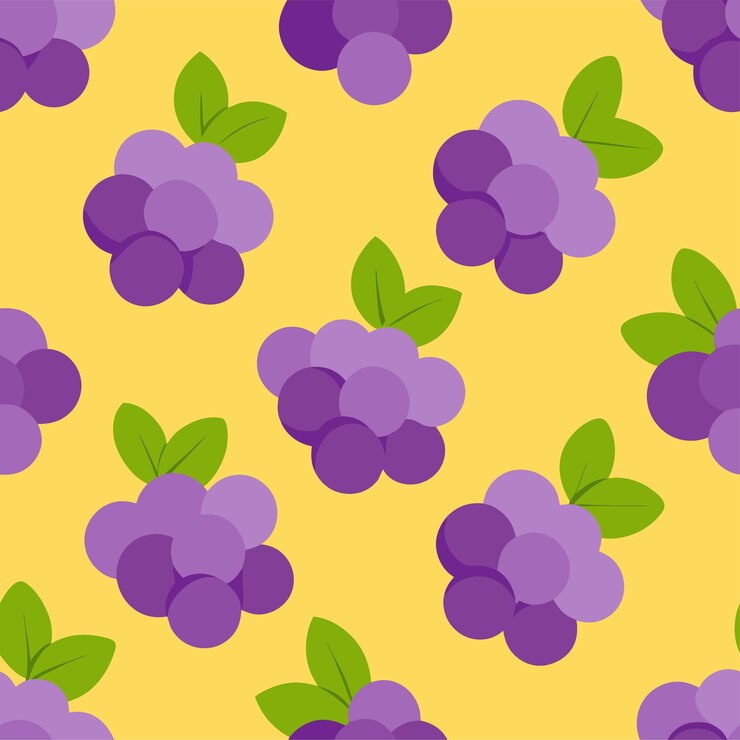 Vector uvas, frutos, patrones sin costuras, arte vectorial e ilustración
