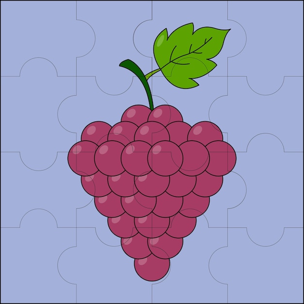 Uvas maduras adecuadas para la ilustración de vector de rompecabezas de niños