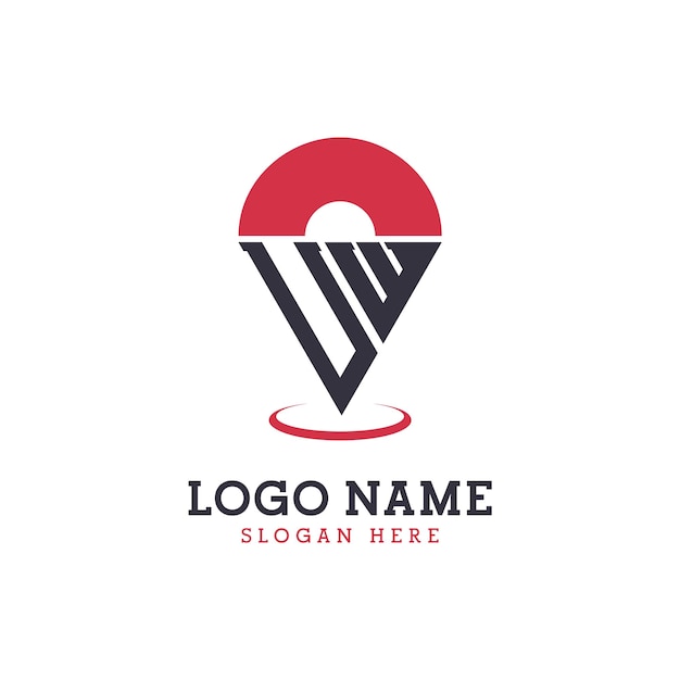 UW Location Icon Design Moderno UW Pinpoint Logo para aplicaciones de mapas de navegación y negocios basados en la ubicación