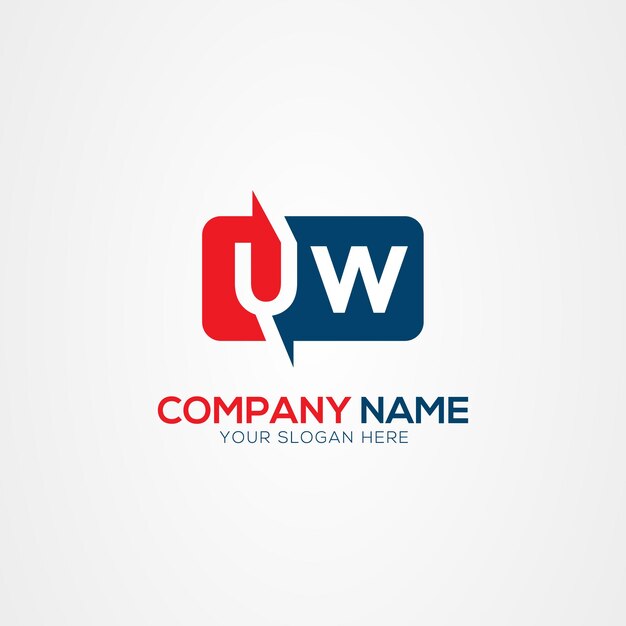 UW o WU Creative Modern Letters Elemento de diseño del logotipo