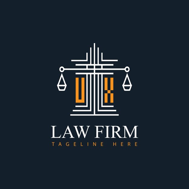 UX modelo gráfico vectorial de diseño de logotipo de la firma de abogados moderna Justice