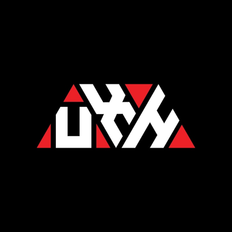 Vector uxh diseño de logotipo de letra triangular con forma de triángulo diseño de logotip uxh triángulo monograma plantilla de logotipo vectorial triángulo uxh con color rojo logotipo triangular uxh sencillo elegante y lujoso logotipo uxh