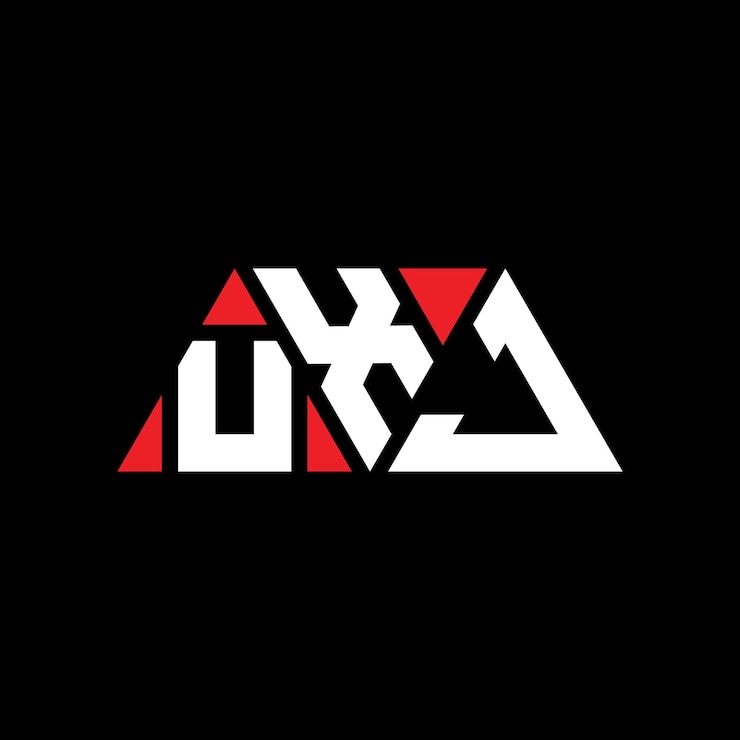 Vector uxj diseño de logotipo de letra triangular con forma de triángulo diseño del logotipo triangular uxj monograma plantilla de logotipo vectorial triángulo uxj con color rojo logotipo triangle uxj sencillo elegante y lujoso logotipo uxj