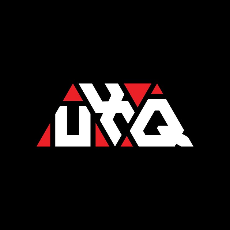 Vector uxq diseño de logotipo de letra triangular con forma de triángulo diseño del logotipo triangular uxq monograma plantilla de logotipo vectorial triángulo uxq con color rojo logotipo triangle uxq sencillo elegante y lujoso logotipo uxq