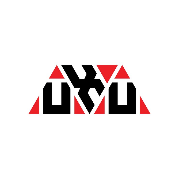 Vector uxu diseño de logotipo de letra triangular con forma de triángulo diseño del logotipo triangular de uxu monograma plantilla del logotipo vectorial triangular uxu con color rojo logotipo triangle uxu sencillo elegante y lujoso logotipo uxu