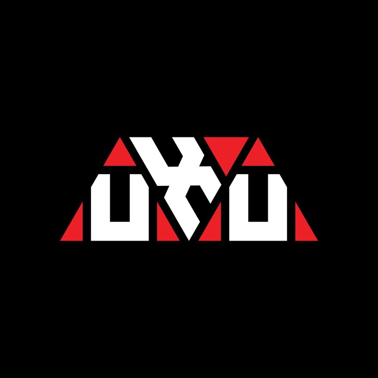 Vector uxu diseño de logotipo de letra triangular con forma de triángulo diseño del logotipo triangular de uxu monograma plantilla del logotipo vectorial triangular uxu con color rojo logotipo triangle uxu sencillo elegante y lujoso logotipo uxu