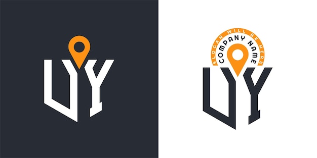 UY Ubicación Logo Bundle Carta UY Logo Iconos de doble vector para el reclutamiento y la navegación