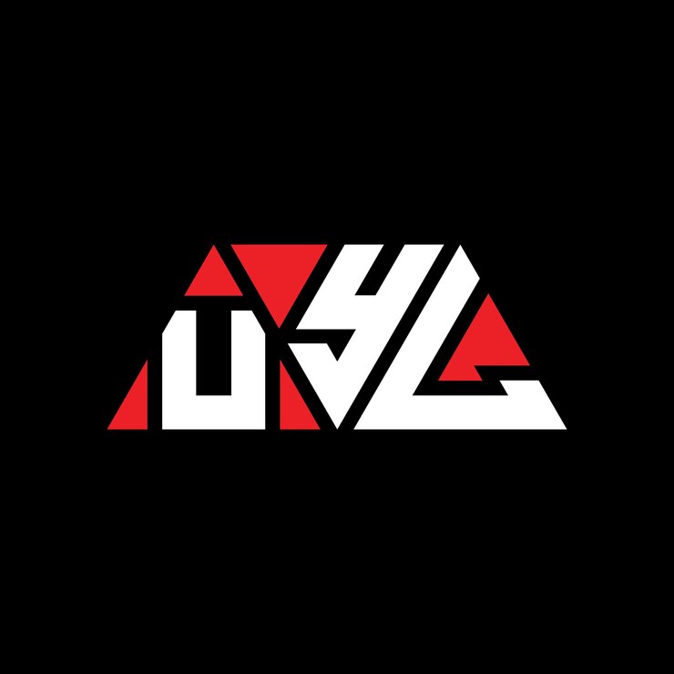 Vector uyl diseño de logotipo de letra triangular con forma de triángulo uyl diseñador de logotipo triangular monograma uyl modelo de logotipo vectorial triangular uyl de color rojo logotipo triangulares uyl sencillo elegante y lujoso logotipo uyl