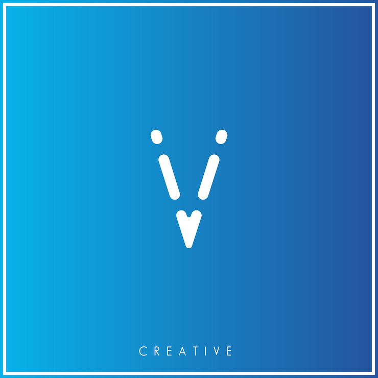 Vector v creativo último diseño de logotipo premium vector letras logo vector ilustración logo de azul