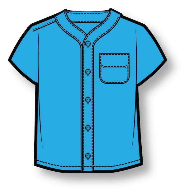 V CUELLO CORTO CAMISA vector ilustración plantilla paquete técnico dibujo técnico dibujo plano dibujo plano