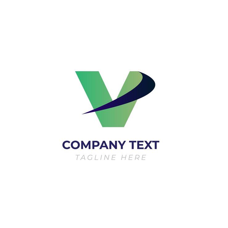 Vector v diseño de logotipo de letra mínima con forma verde para un negocio único y memorable