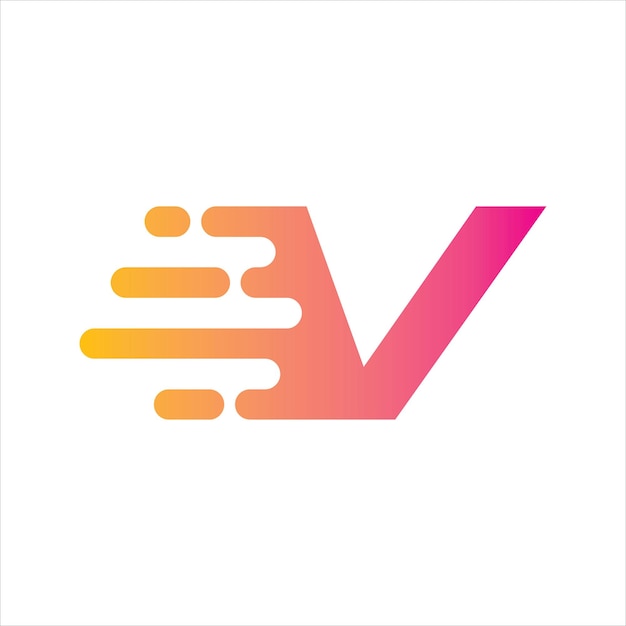 V velocidad de movimiento de la letra logotipo patrón de diseño de icona vector