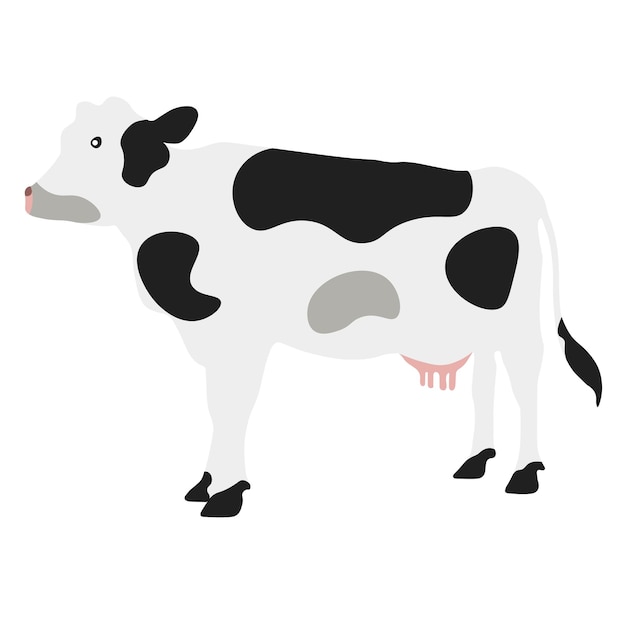Vaca aislada en un fondo blanco imagen plana de vaca
