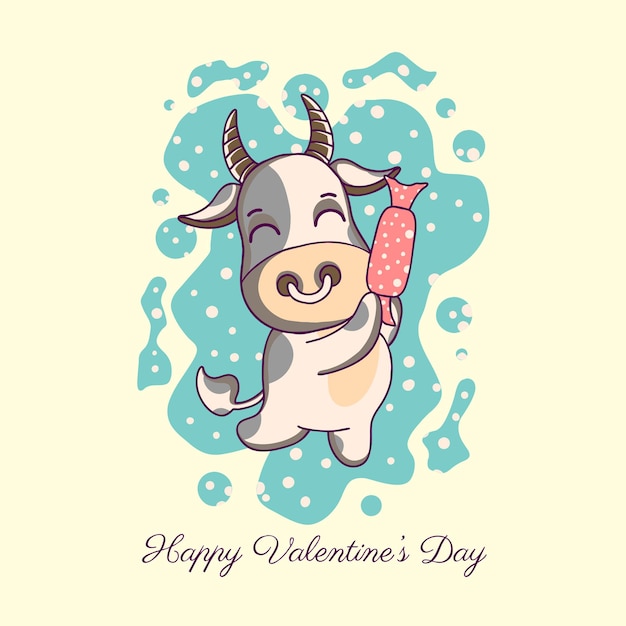 Vaca animal dibujos animados día de san valentín