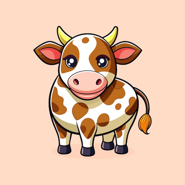 una vaca bonita, un personaje de dibujos animados, una ilustración de animales
