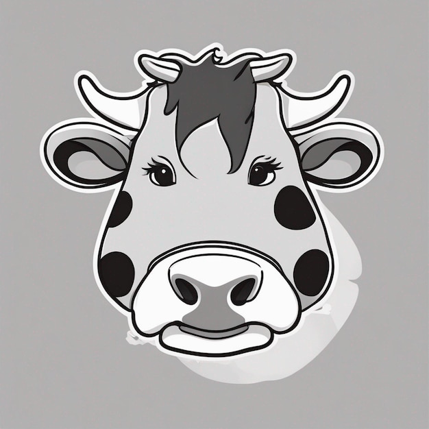 Vector una vaca con una cara negra y blanca y un fondo negro con una imagen de una vaca en ella