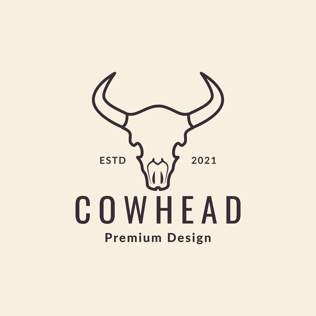 Vaca cráneo línea hipster logo diseño vector gráfico símbolo icono signo ilustración idea creativa