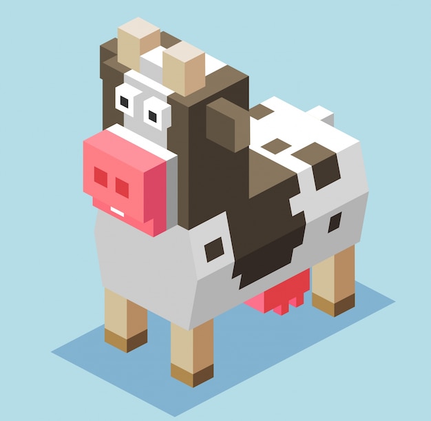Vaca con diseño isométrico