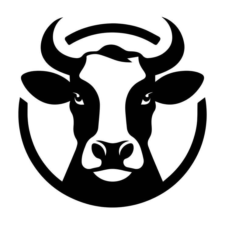 Vaca con diseño de logotipo de vector de gultar
