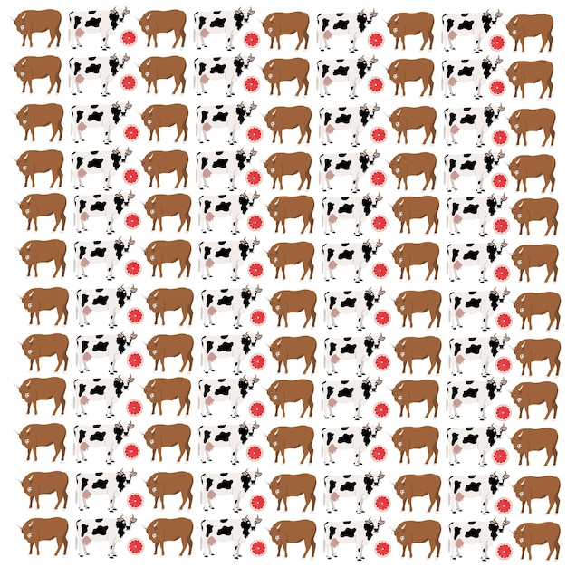 vaca con frutas como fondo de patrón