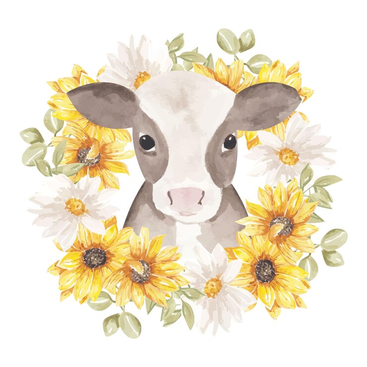 vaca con girasoles