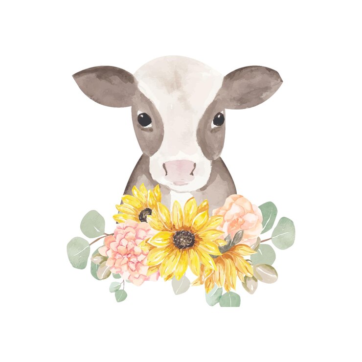 vaca con girasoles