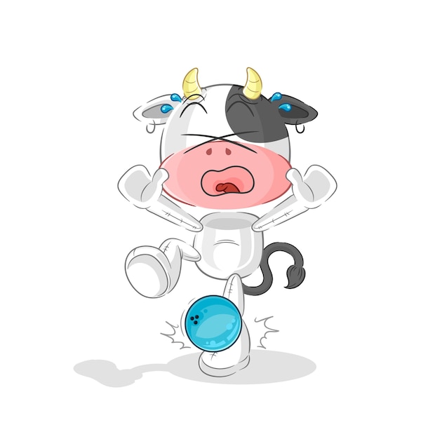Vaca golpeada por dibujos animados de bolos vector de mascota de dibujos animados