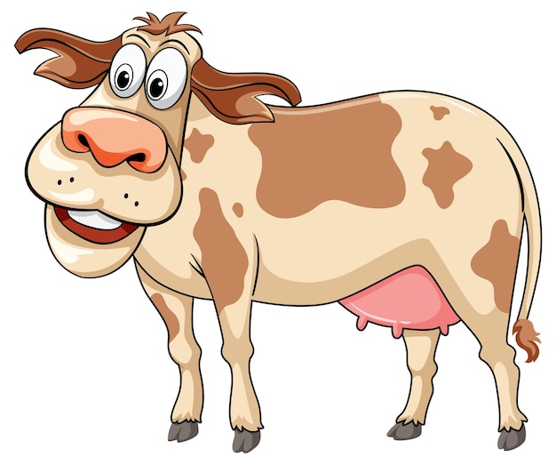 Vaca de pie en estilo de dibujos animados