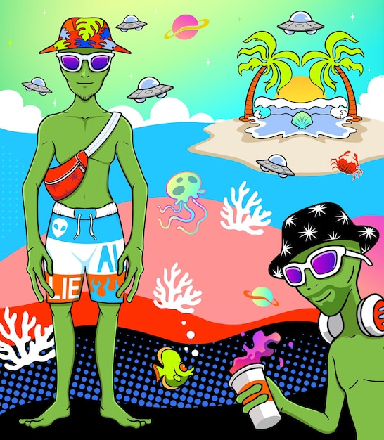 Las vacaciones de los alienígenas en la playa