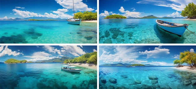 Vector vacaciones en los arrecifes paraíso turquesa paisaje marino idílico fotografía tranquila relajación en el caribe