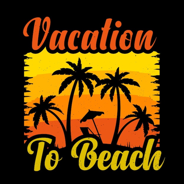 Vacaciones de camiseta vintage a diseño de vector de tipografía de playa