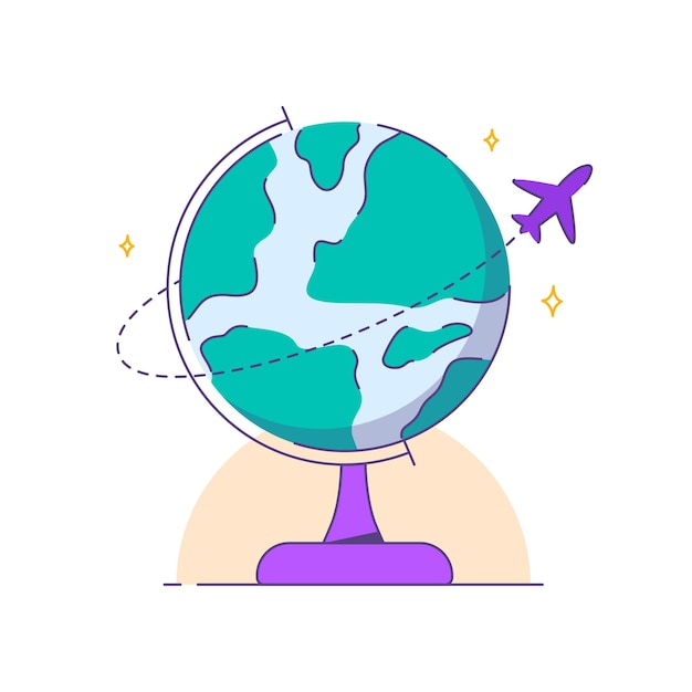 Vacaciones con ilustración de íconos de globos 2D