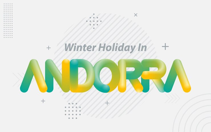 Vector vacaciones de invierno en andorra tipografía creativa con efecto de mezcla 3d ilustración vectorial