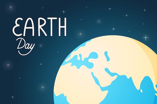 Vacaciones mundiales día de la tierra vector banner planeta de dibujos animados en el espacio entre las estrellas