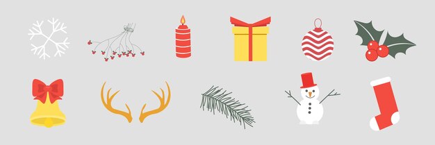 Vacaciones de Navidad, íconos realistas. ilustración vectorial