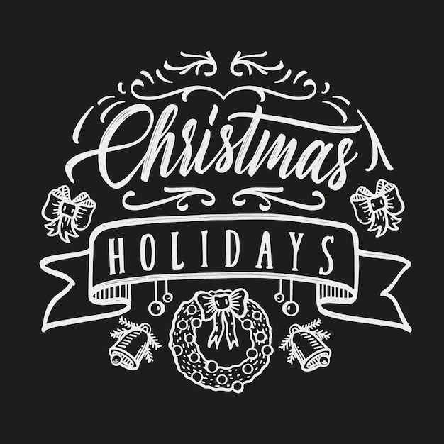 "Vacaciones de Navidad" letras dibujadas a mano. Tipografía de saludo de vacaciones de invierno.