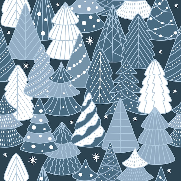 Vacaciones de patrones sin fisuras con el árbol de Navidad. Fondo de invierno de Navidad.