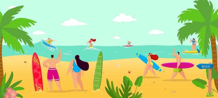 Vacaciones en la playa de verano ilustración