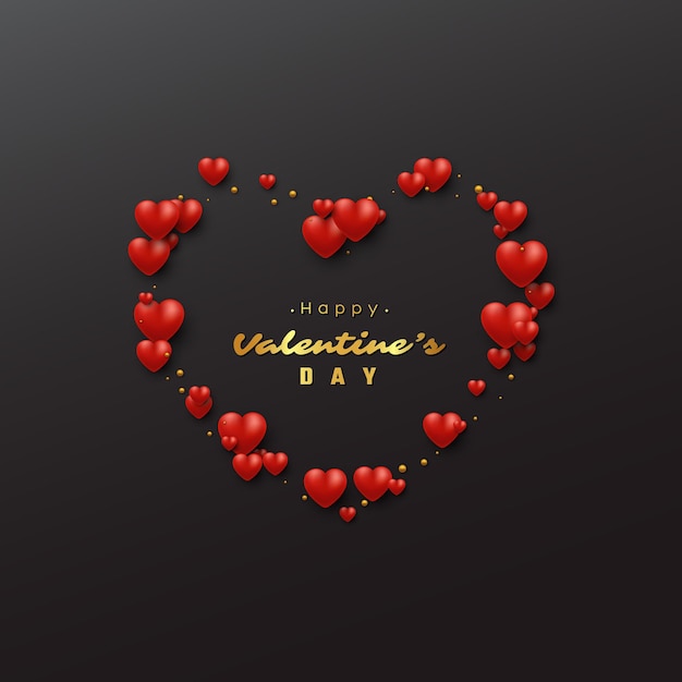 Vacaciones de San Valentín con corazones 3d.