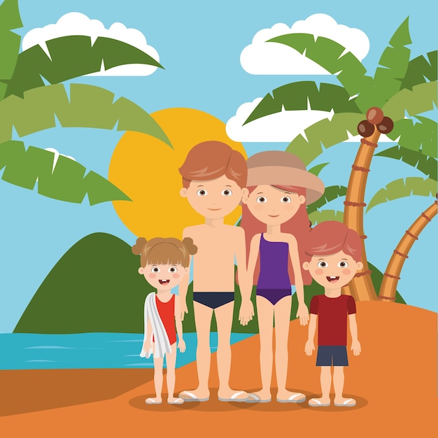 Vector vacaciones de verano en el diseño de la familia