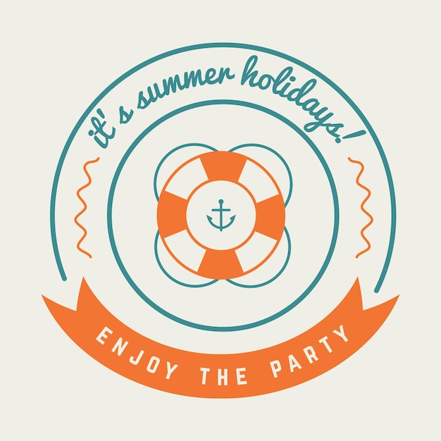 Vacaciones de verano Elementos de diseño Hipster Logotipos y insignias vintage en fondo amarillo Playa Va