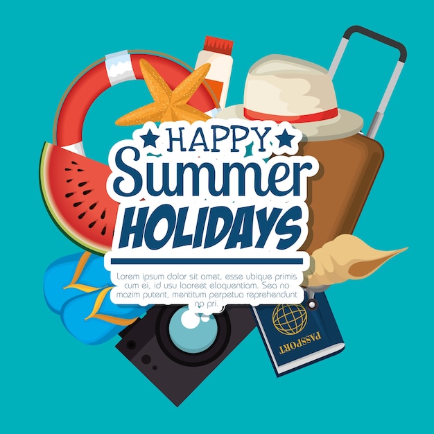 vacaciones de verano establece iconos ilustración vectorial diseño