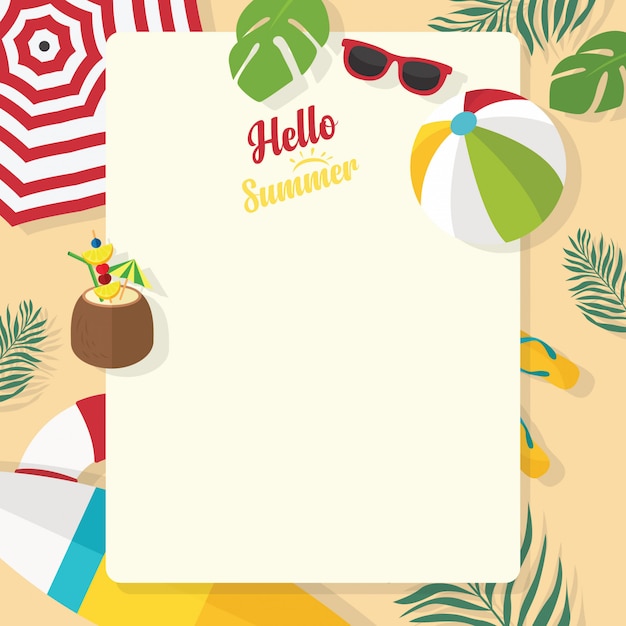 En vacaciones de verano, fondo de verano con copyspace.