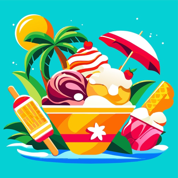 Vector vacaciones de verano con helado