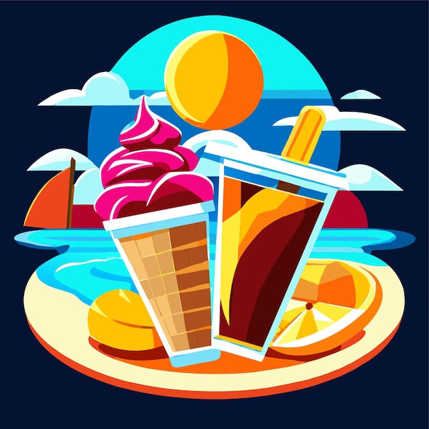 Vector vacaciones de verano con helado