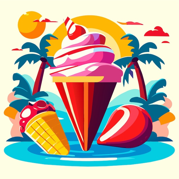 Vector vacaciones de verano con helado