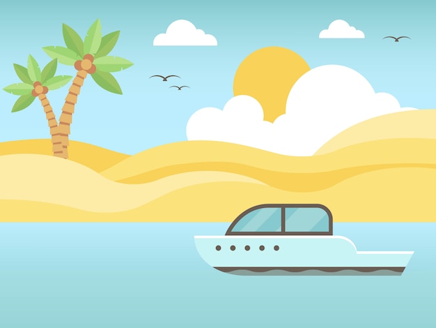 Vector vacaciones de verano, ilustración de playa de verano