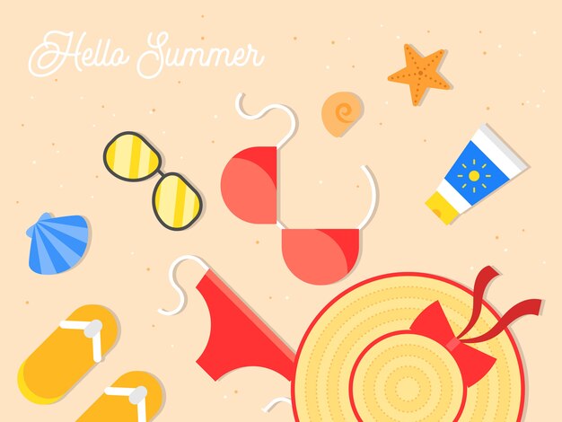Vector vacaciones de verano, ilustración de playa de verano